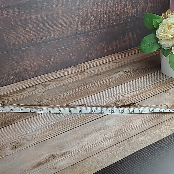 CHICO'S ADJUSTABLE SILVER TONE BOX CHAIN BAR NECKLACE - Picture 9 of 10